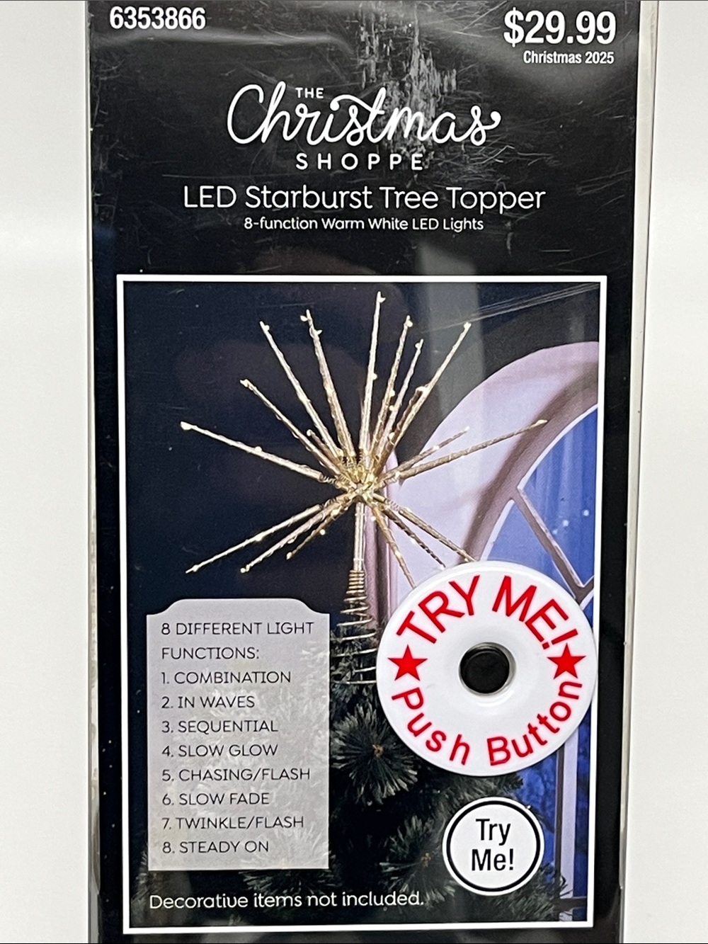 Gold LED Starburst Tree Topper - NIB